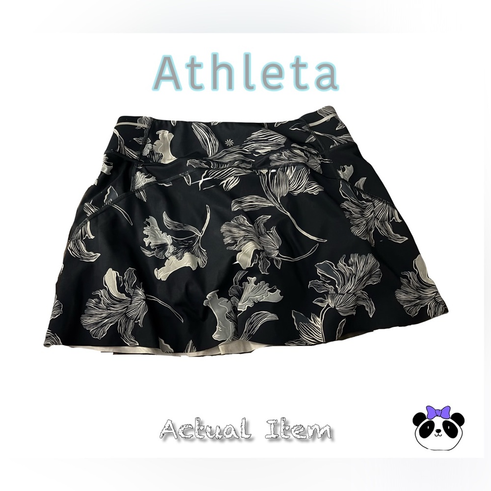 Athleta Tennis Skirt with hidden shorts, Navy Floral, M-L, EUC